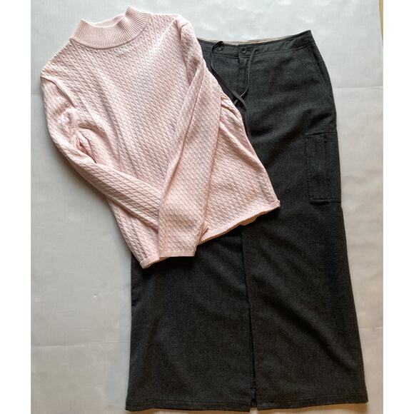 Eddie Bauer Women Skirt Wool Blend with 6 Pockets and Front Slit Sz 8 And Top - Picture 1 of 13